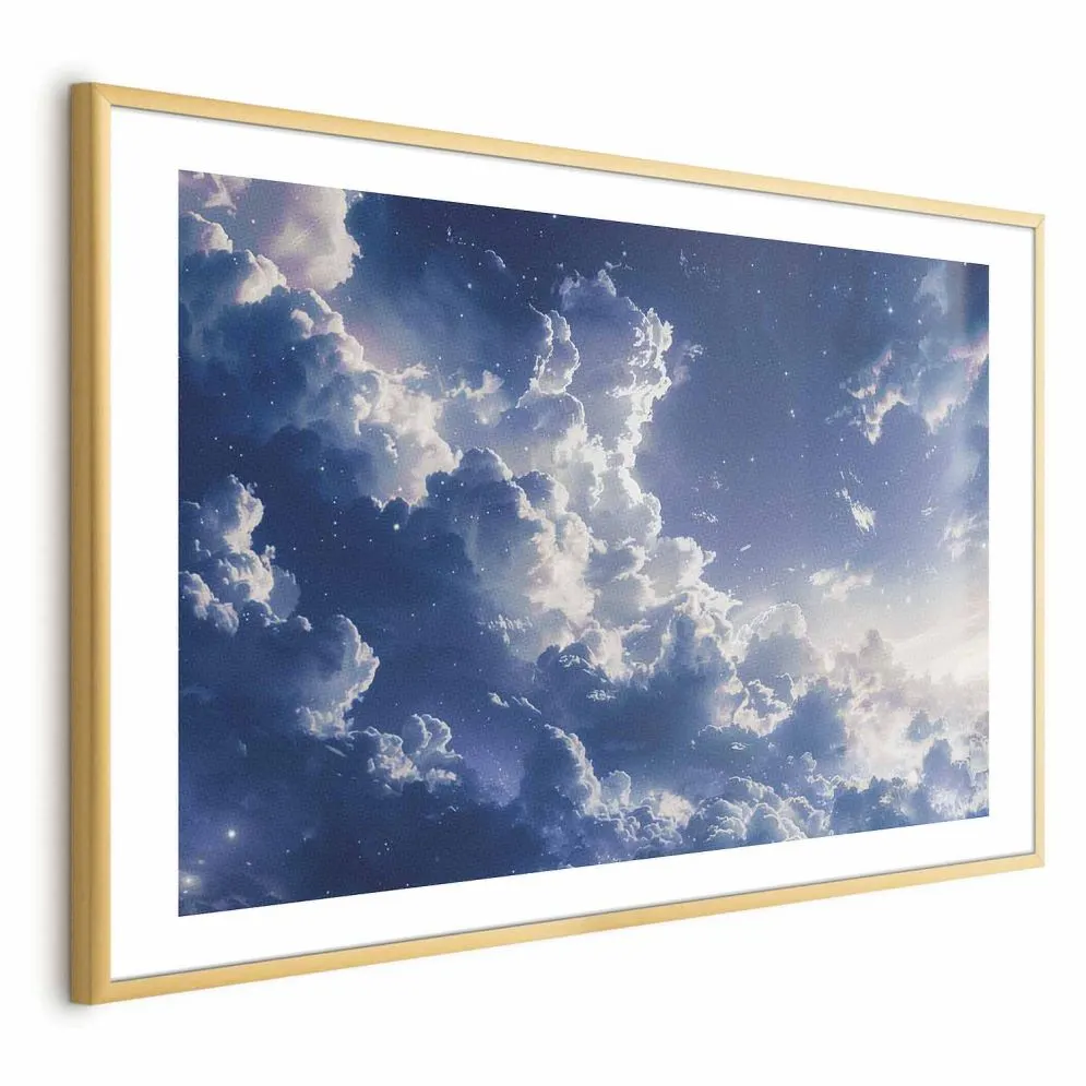 Plakat Gwiezdne chmury 90x60 cm z ramą złotą z marginesem | MIRAT.