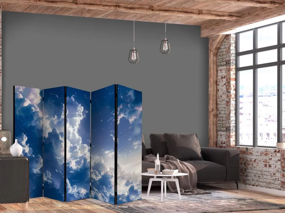 Parawan akustyczny Pejzaże 225x172 cm 5-częściowy niebieski | MIRAT.