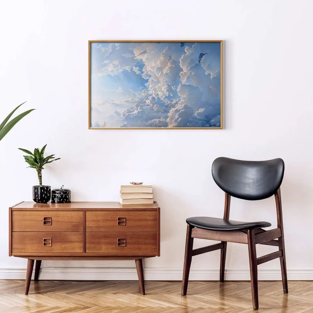 Plakat Obrazy na niebie 90x60 cm z ramą złotą bez marginesu | MIRAT.