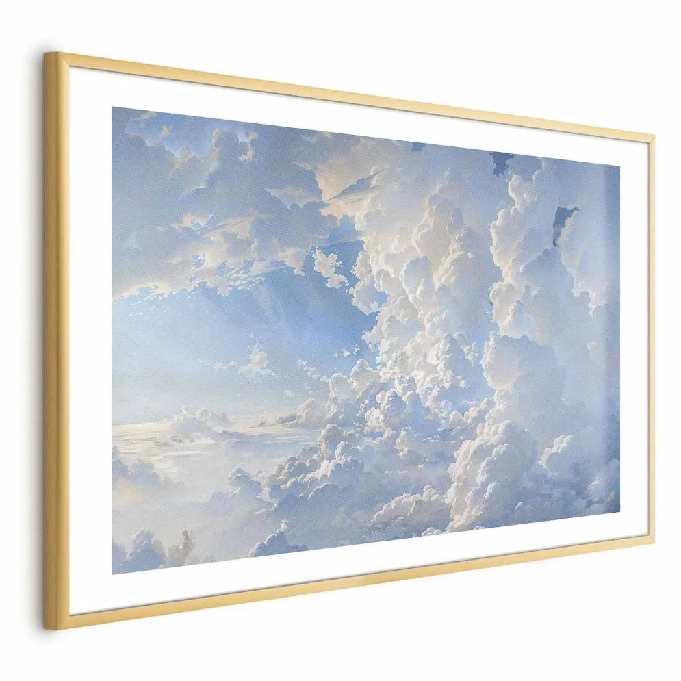 Plakat Obrazy na niebie 60x40 cm z ramą złotą z marginesem | MIRAT.