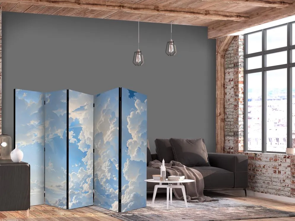Parawan dwustronny Pejzaże 225x172 cm 5-częściowy szary | MIRAT.