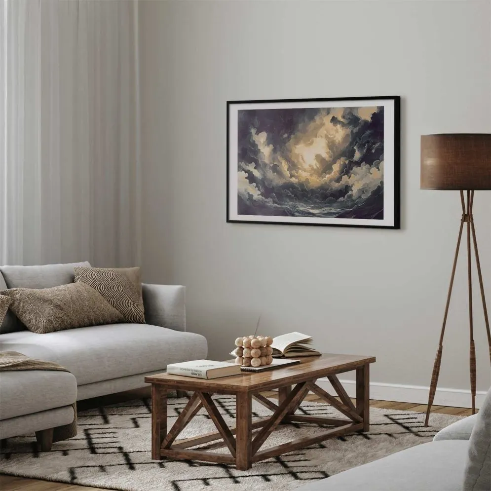 Plakat Gra światła 90x60 cm z ramą czarną z marginesem | MIRAT.