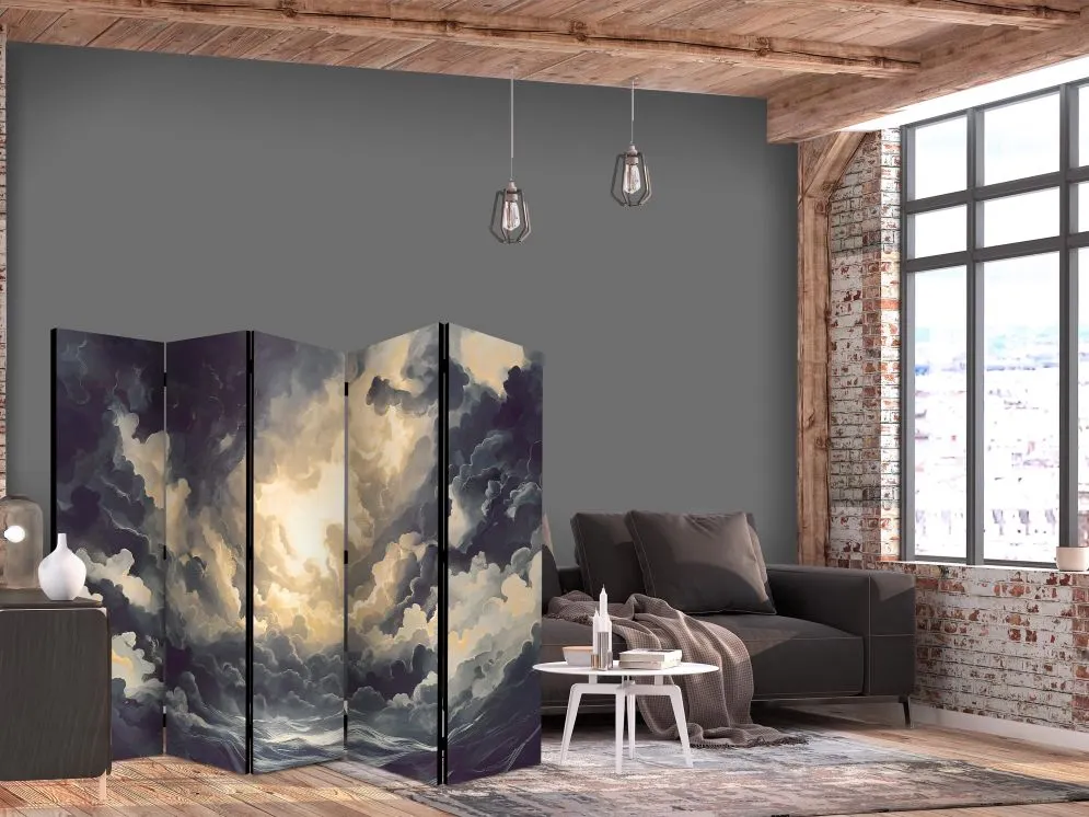 Parawan jednostronny Pejzaże 225x172 cm 5-częściowy szary | MIRAT.