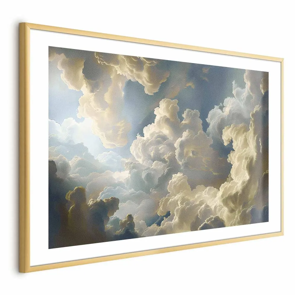 Plakat Słońce i cienie 30x21 cm z ramą złotą z marginesem | MIRAT.