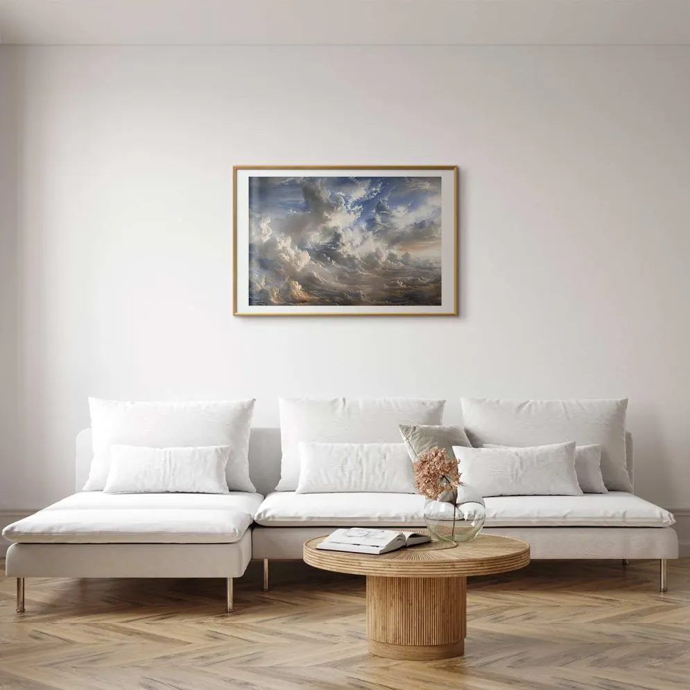 Plakat Refleksy na chmurach 60x40 cm z ramą złotą z marginesem | MIRAT.