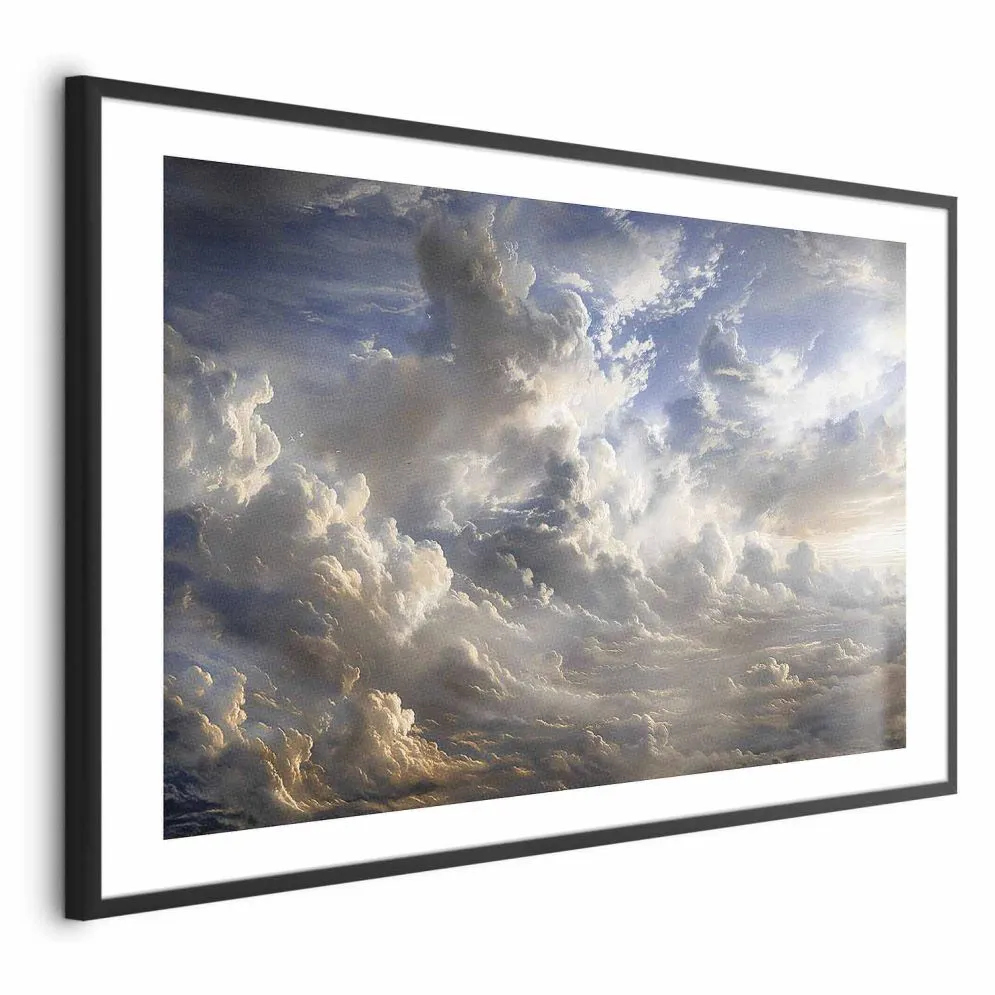 Plakat Refleksy na chmurach 30x21 cm z ramą czarną z marginesem | MIRAT.