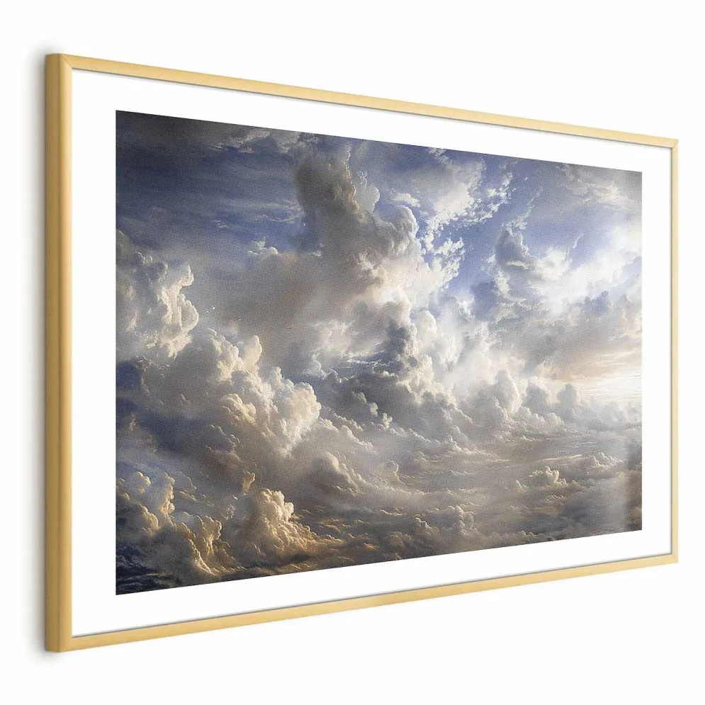 Plakat Refleksy na chmurach 60x40 cm z ramą złotą z marginesem | MIRAT.