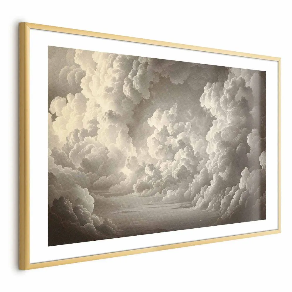 Plakat Miękka gra światła 60x40 cm z ramą złotą z marginesem | MIRAT.