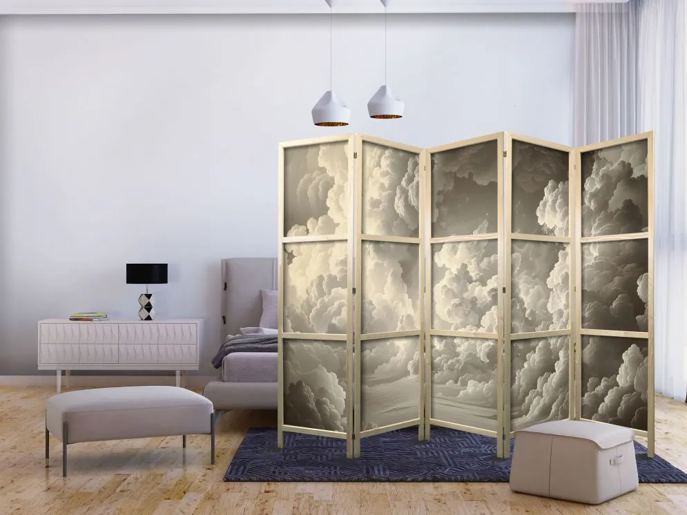 Parawan japoński Tła i desenie 225x172 cm 3-częściowy beżowy | MIRAT.