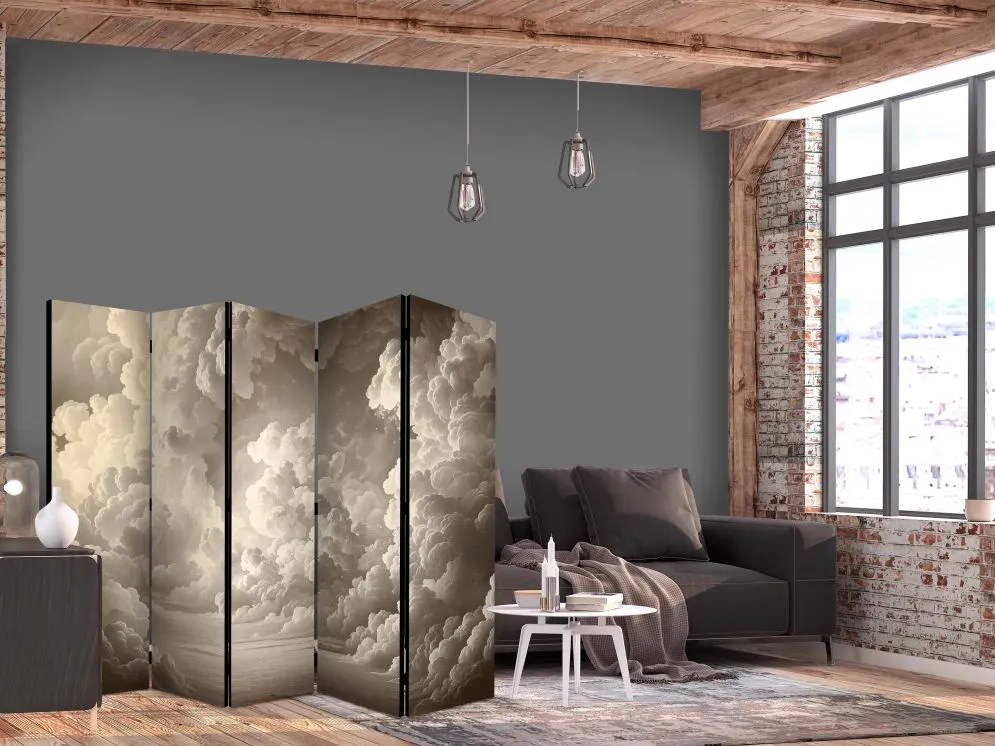 Parawan dwustronny Pejzaże 225x172 cm 5-częściowy beżowy | MIRAT.