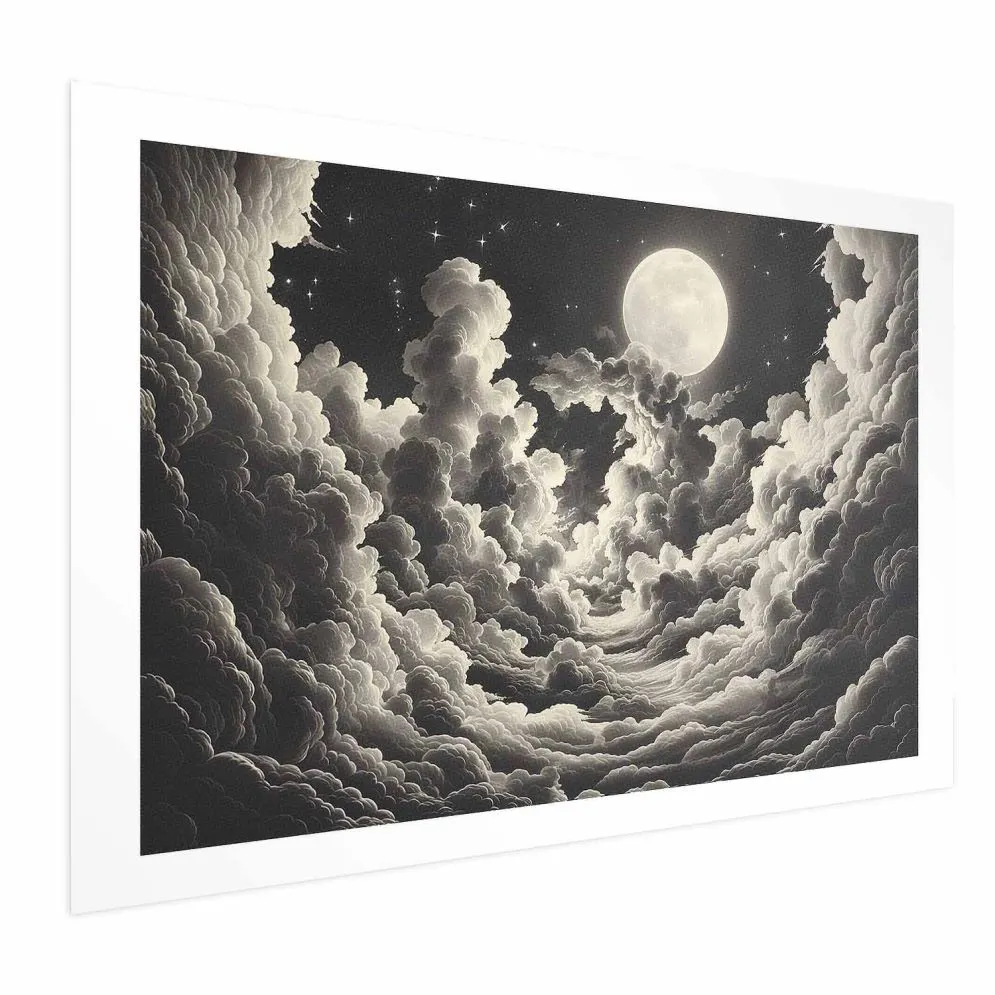 Plakat Księżyc wśród chmur 42x29,7 cm bez ramy z marginesem | MIRAT.
