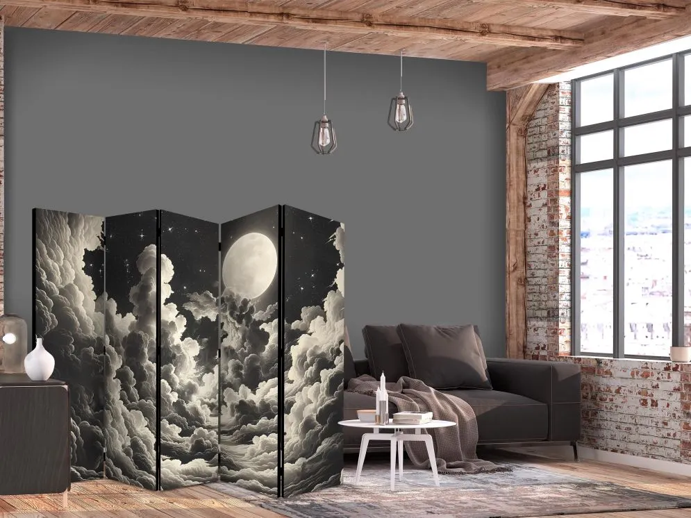 Parawan jednostronny Pejzaże 225x172 cm 5-częściowy biały | MIRAT.