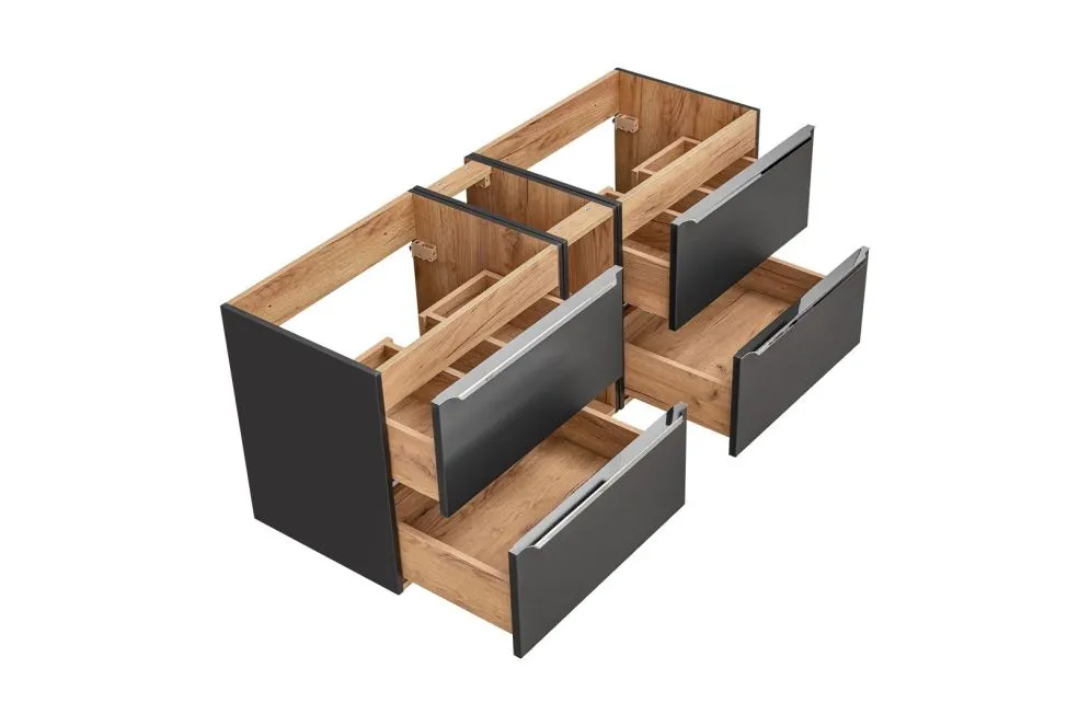 Nablatowa szafka pod umywalkę CAPRI 820 + CAPRI 820 + CAPRI 810 czarna mat | MIRAT. w stylu  kolekcja CAPRI