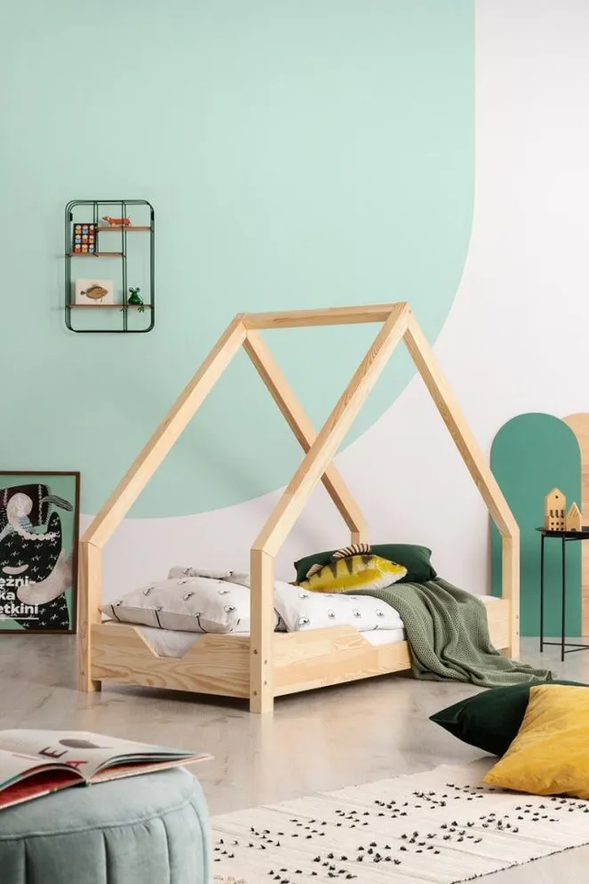 Łóżko dziecięce LOCA B 90x200 sosna domek z szufladą | MIRAT. w stylu kolekcja LOCA