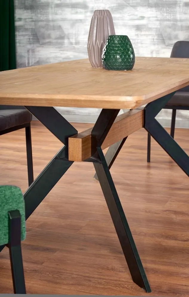 Stół BACARDI 160(220)x90 dąb/czarny rozkładany w stylu loft | MIRAT. w stylu LOFT kolekcja