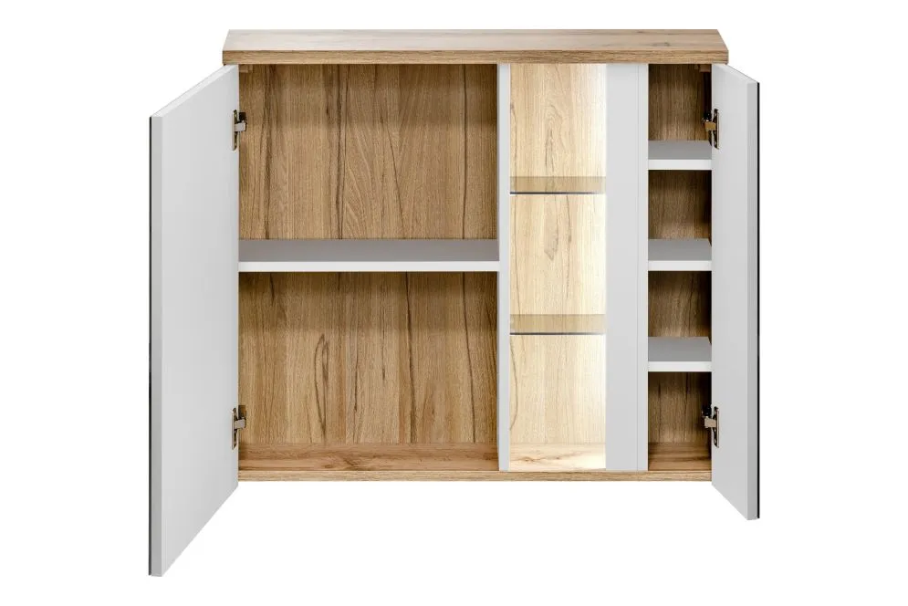 Szafka łazienkowa BAHAMA 80 cm biała z lustrem wisząca | MIRAT. w stylu kolekcja BAHAMA