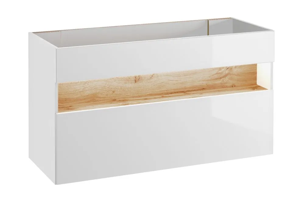 Szafka pod umywalkę BAHAMA120 cm biała połysk wisząca duża | MIRAT. w stylu kolekcja BAHAMA