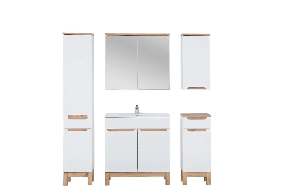 Szafka pod umywalkę BALI 80 cm biały połysk stojąca | MIRAT. w stylu  kolekcja BALI