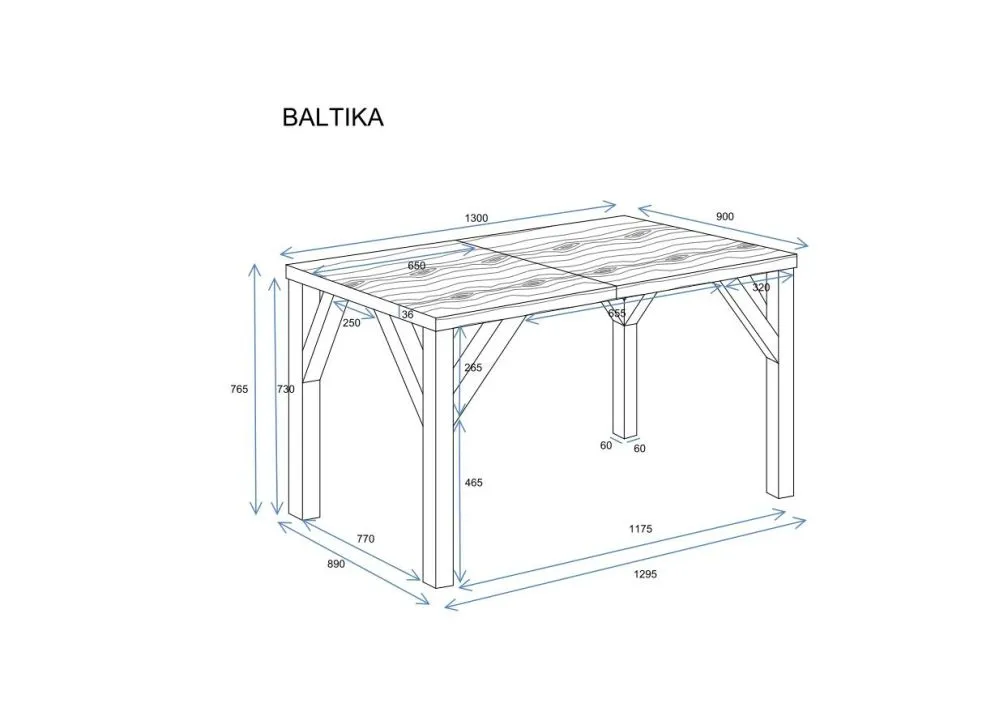 Stół rozkładany BALTIKA 130(240)x90 biały połysk na metalowych nogach I sklep meblowy MIRAT. styl LOFT