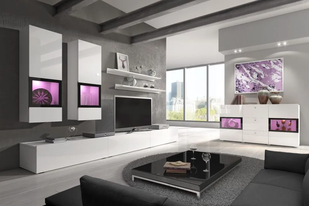 Komoda BAROS 2D3S 132 biała połysk HELVETIA | MIRAT. styl GLAMOUR kolekcja BAROS