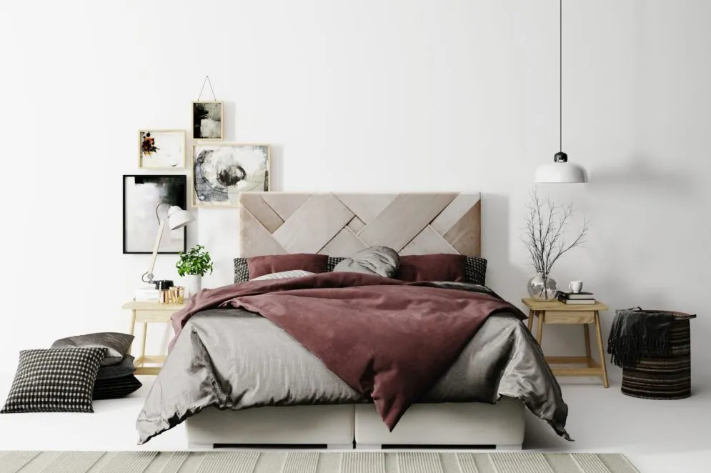 Łóżko kontynentalne FEZ 140 jasno szare velvet do sypialni w stylu loft | MIRAT. w stylu GLAMOUR kolekcja