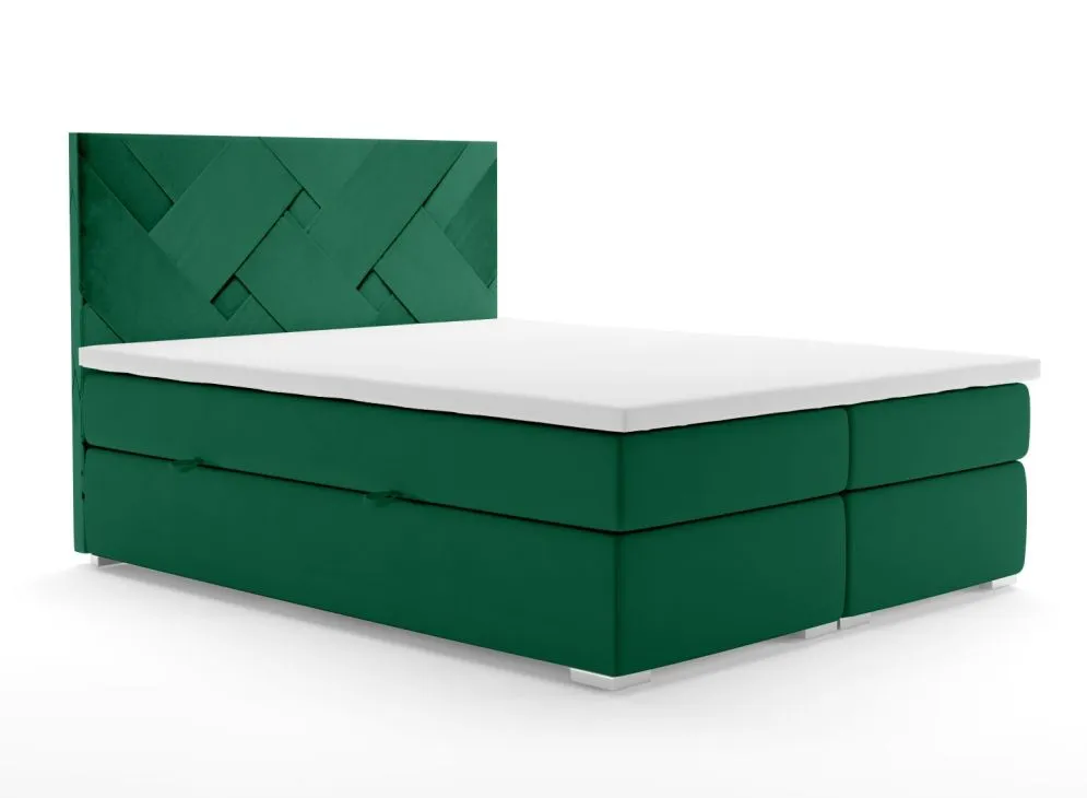 Łóżko kontynentalne FEZ 180 zielone velvet tapicerowane aksamitem | MIRAT. w stylu GLAMOUR kolekcja