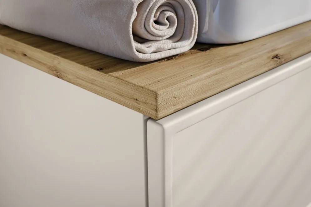 Szafka pod umywalkę nablatową BELLA CASHMERE 80cm kaszmir - zestaw z blatem 140cm I sklep meblowy MIRAT. kolekcja BELLA CASHMERE