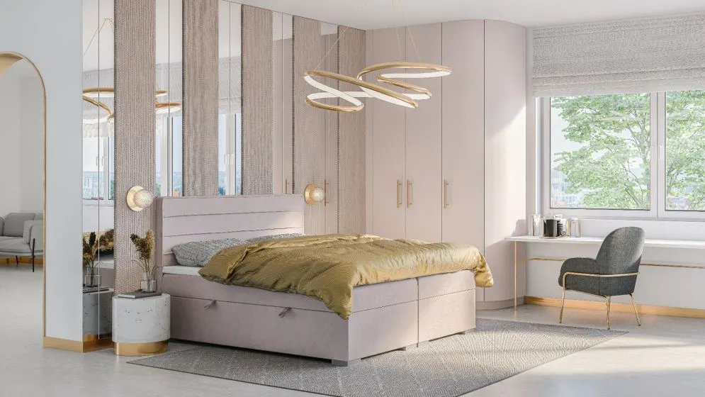 Łóżko kontynentalne DANETTI 140 szare velvet w stylu glamour | MIRAT. w stylu GLAMOUR kolekcja