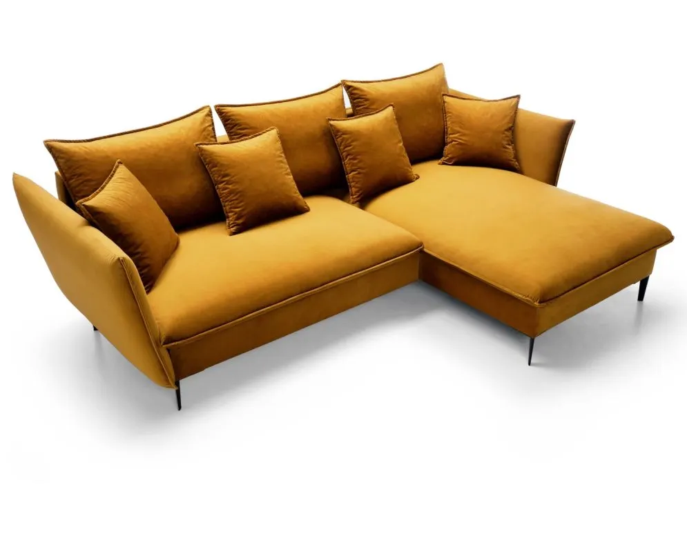 Narożnik z funkcją spania BOSS musztardowy komfortowy I sklep meblowy MIRAT.