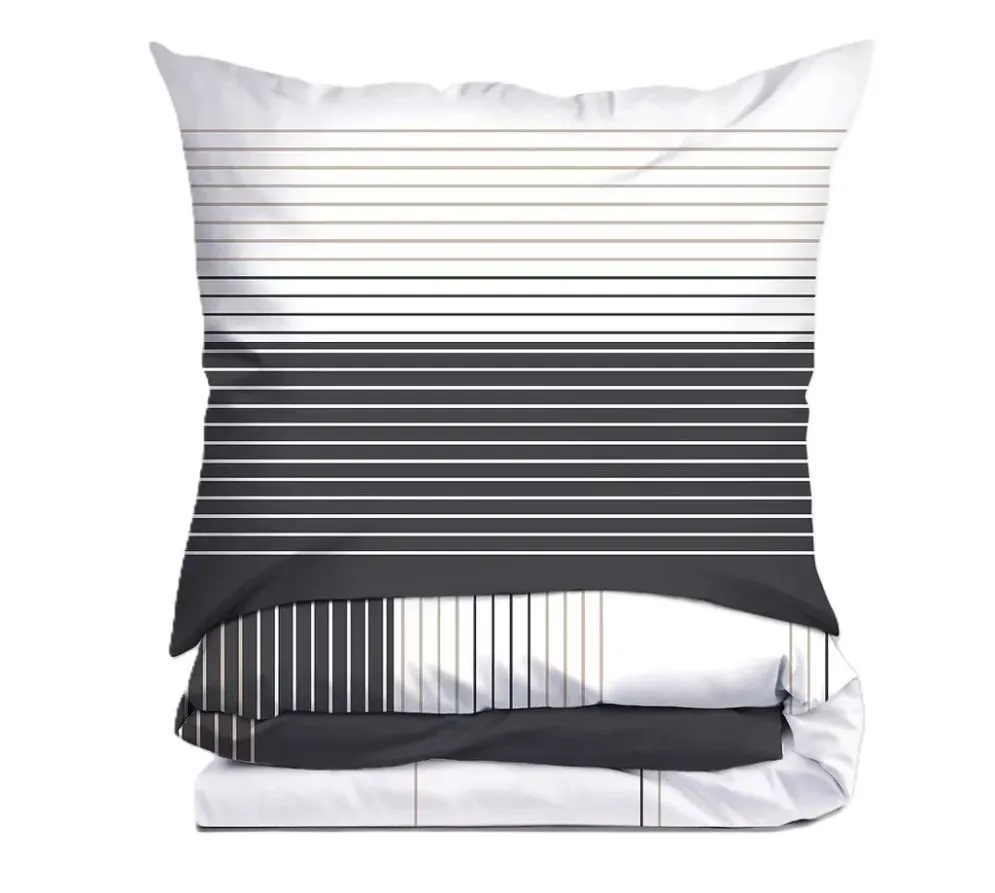 Gęsta pościel Bawełniana Greno Premium Bianco Nero 160x200 Czarna MIRAT.