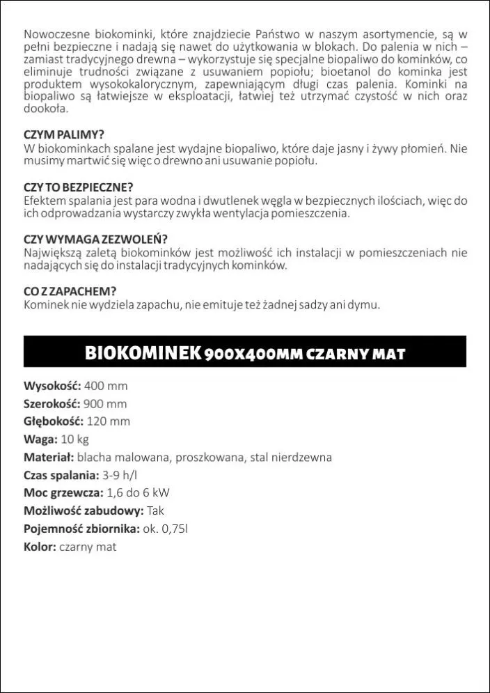 Komoda FLY czarny połysk/biały mat z biokominkiem wisząca | MIRAT. kolekcja FLY