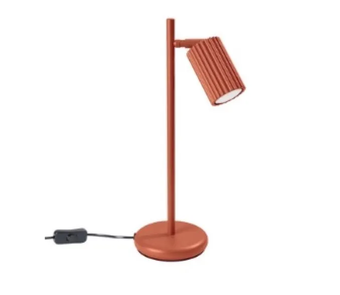 Lampa biurkowa KARBON ochra czerwona ryflowana designerska | sklep MIRAT  kolekcja karbon