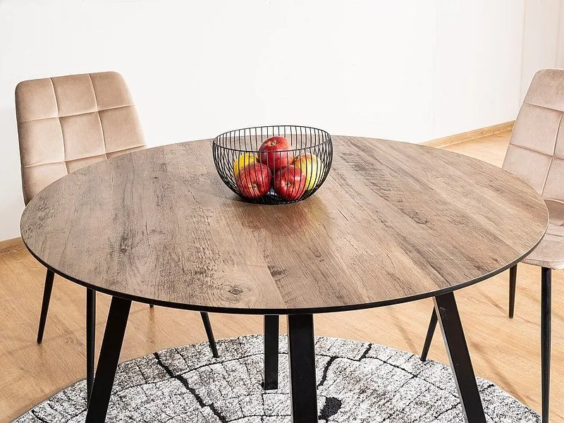 Stół okrągły OAKLAND orzech/czarny w stylu loft | MIRAT. styl LOFT