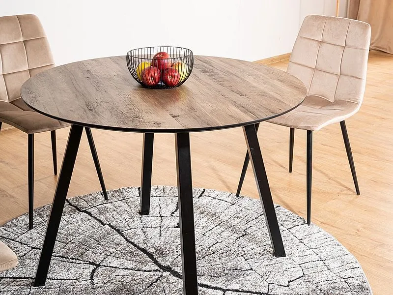 Stół okrągły OAKLAND orzech/czarny w stylu loft | MIRAT. styl LOFT