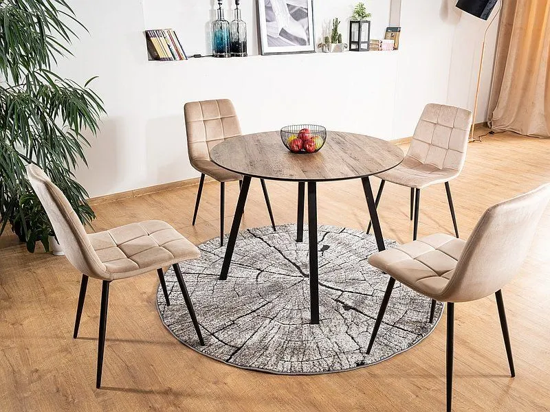 Stół okrągły OAKLAND orzech/czarny w stylu loft | MIRAT. styl LOFT