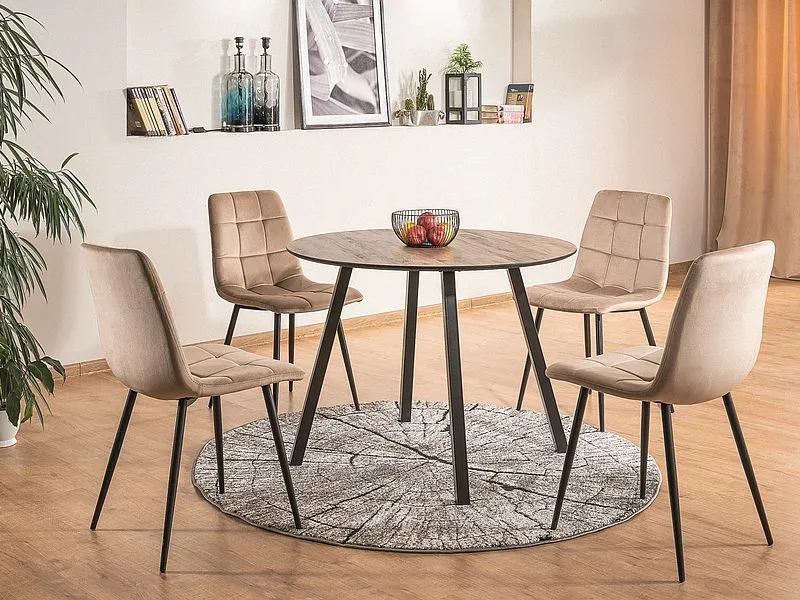 Stół okrągły OAKLAND orzech/czarny w stylu loft | MIRAT. styl LOFT