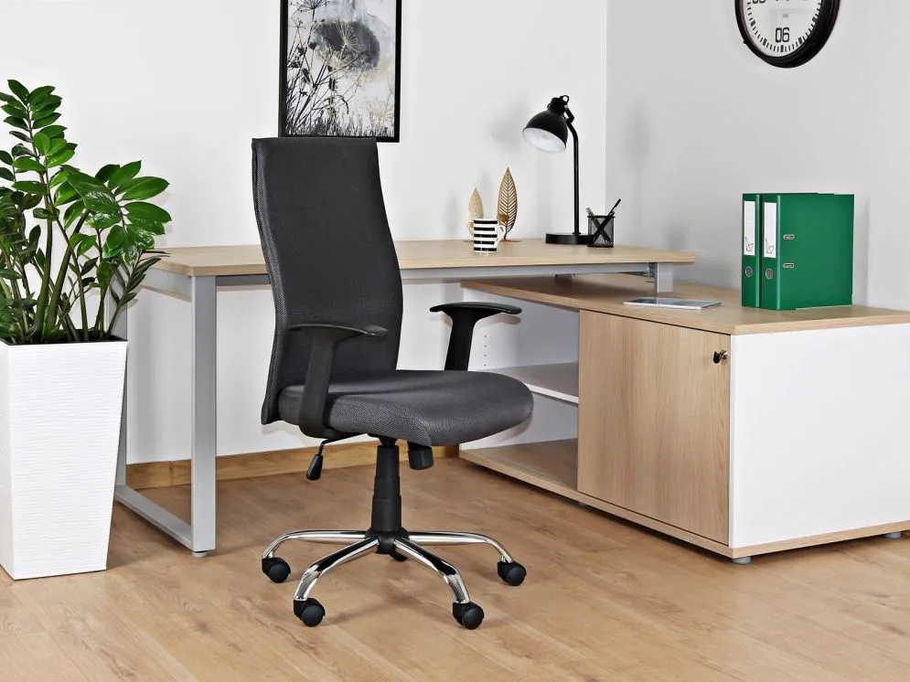 Fotel biurowy BLACK ON BLACK szary z podłokietnikami | MIRAT. w stylu kolekcja