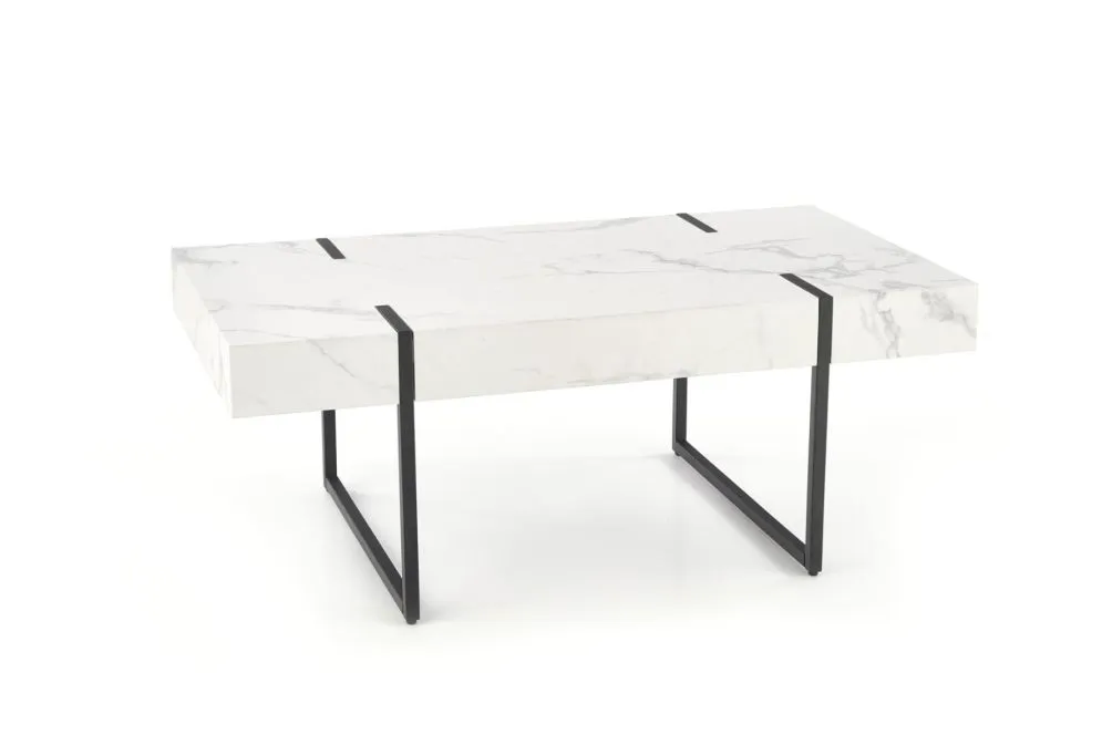 Ława BLANCA 110x60 biały marmur/czarna na metalowej podstawie | MIRAT. w stylu GLAMOUR kolekcja