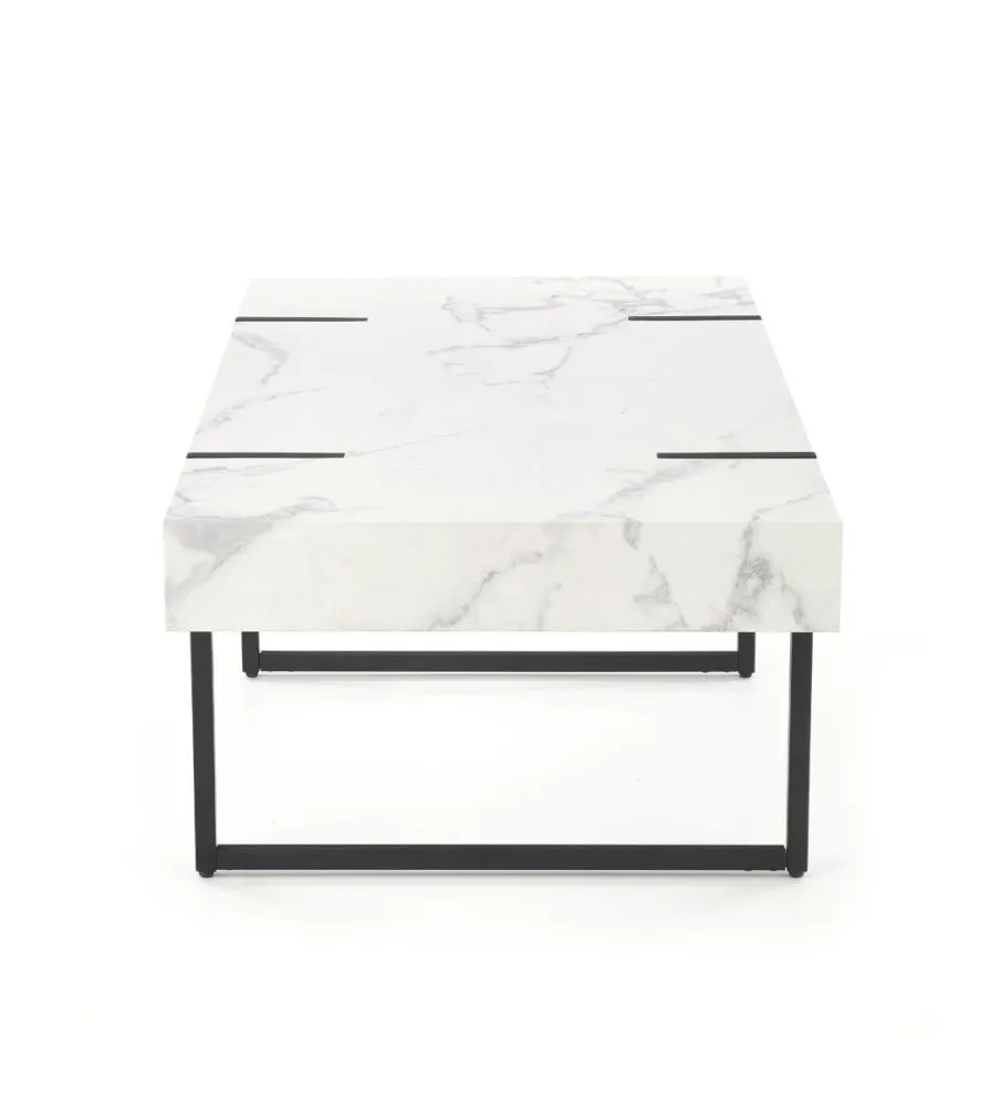 Ława BLANCA 110x60 biały marmur/czarna na metalowej podstawie | MIRAT. w stylu GLAMOUR kolekcja