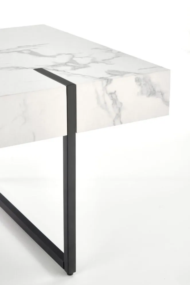 Ława BLANCA 110x60 biały marmur/czarna na metalowej podstawie | MIRAT. w stylu GLAMOUR kolekcja