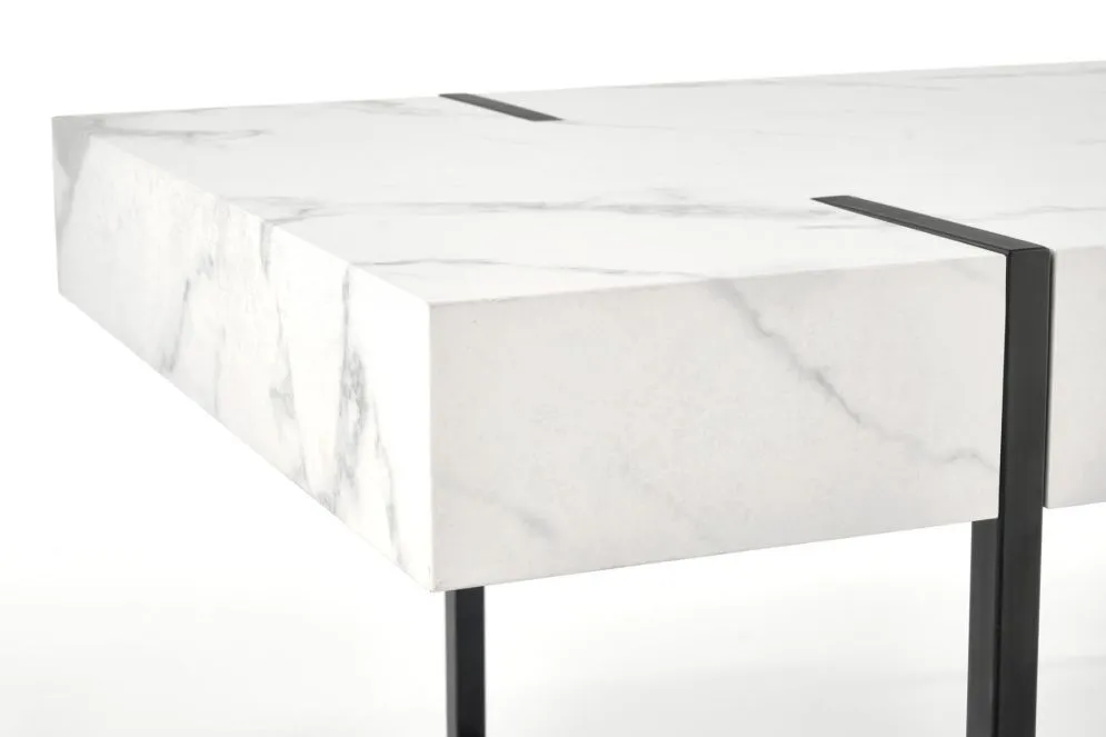 Ława BLANCA 110x60 biały marmur/czarna na metalowej podstawie | MIRAT. w stylu GLAMOUR kolekcja