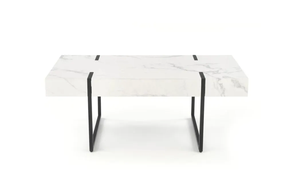 Ława BLANCA 110x60 biały marmur/czarna na metalowej podstawie | MIRAT. w stylu GLAMOUR kolekcja