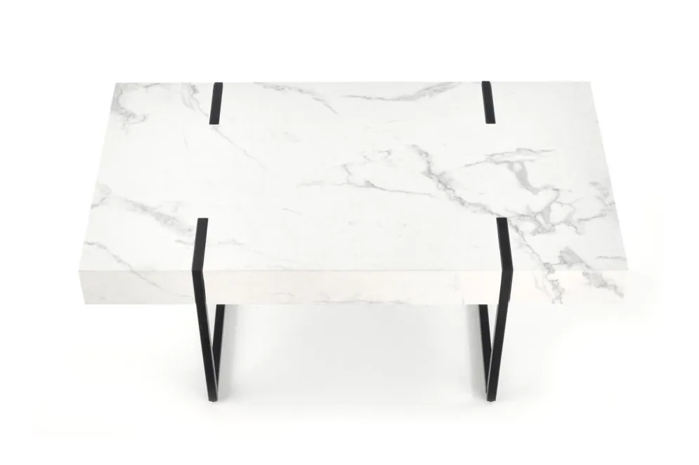 Ława BLANCA 110x60 biały marmur/czarna na metalowej podstawie | MIRAT. w stylu GLAMOUR kolekcja