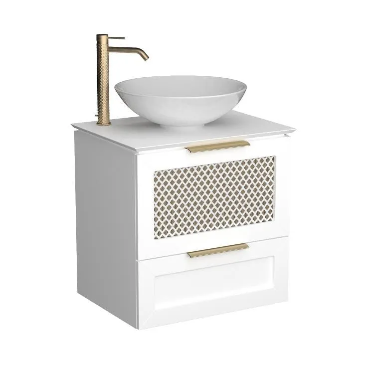 Blat łazienkowy kompaktowy 80 cm biały z fazowany 45° solidny | MIRAT