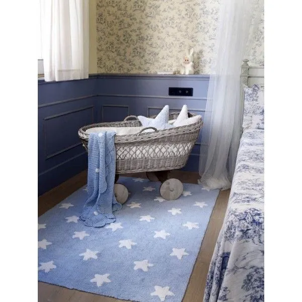 Dywan dziecięcy BLUE STARS WHITE 120x160 niebieski w białe gwiazdki | MIRAT.