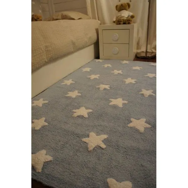 Dywan dziecięcy BLUE STARS WHITE 120x160 niebieski w białe gwiazdki | MIRAT.