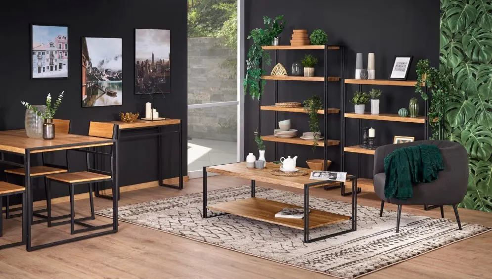 Regał BOLIVAR REG-2 do salonu z 5 półkami | MIRAT. styl LOFT kolekcja BOLIVAR