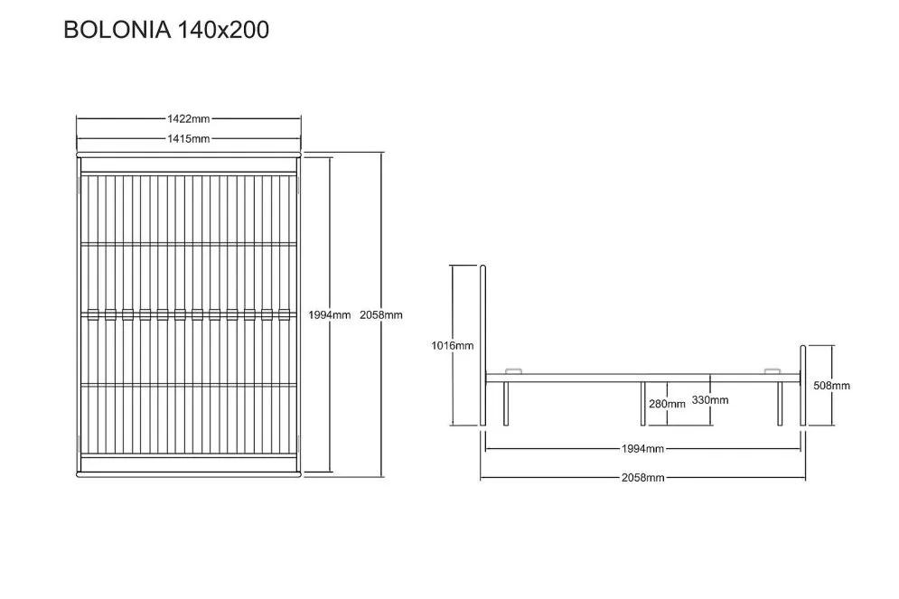 Łóżko metalowe BOLONIA 140x200 białe dwuosobowe I sklep meblowy MIRAT.