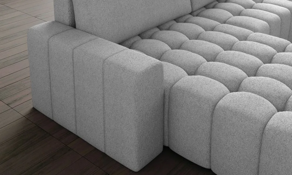 Narożnik z funkcją spania BONETT VELVET szary lewy pikowany | MIRAT. w stylu GLAMOUR kolekcja