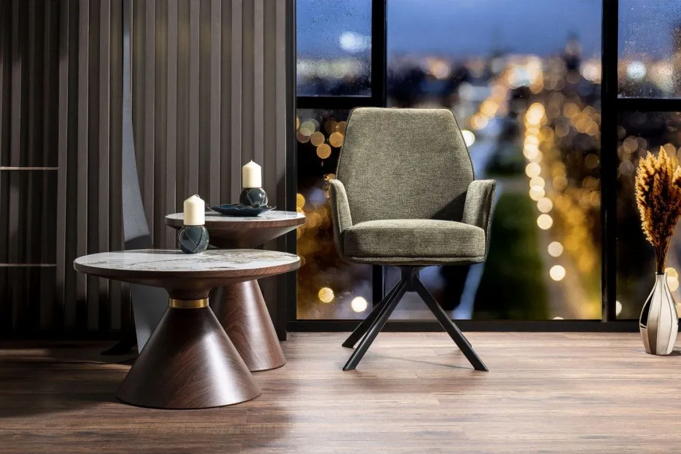 Ława NAPA A 70x70 biały marmur/brązowa okrągła do salonu I sklep meblowy MIRAT. styl GLAMOUR